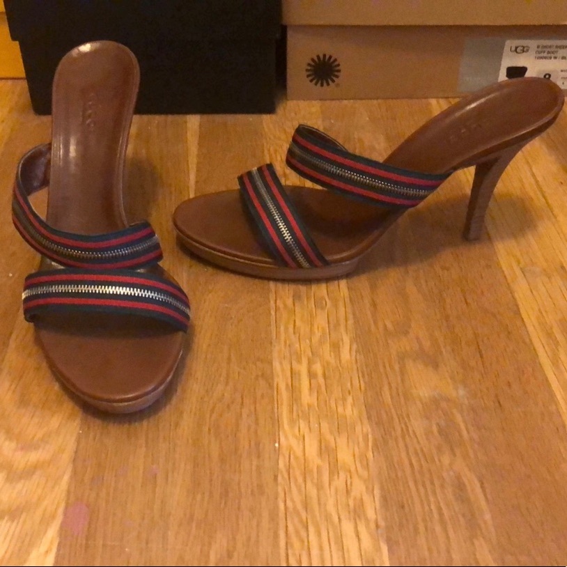 Gucci Green Red Web Sandals